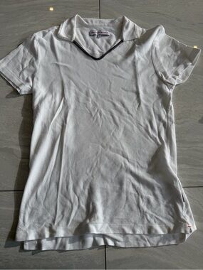 Orlebar Brown White Polo with Navy Trim